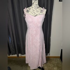 Lulus Loveliest Looks Blush Pink Floral Jacquard Dress/Tie Straps/NWT/Size Large